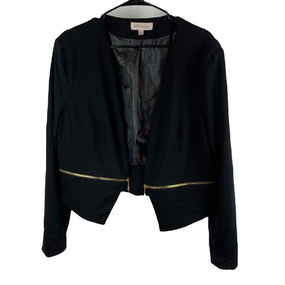 Philosophy Jackets & Blazers - Philosophy black blazer with gold zipper accents, size XL